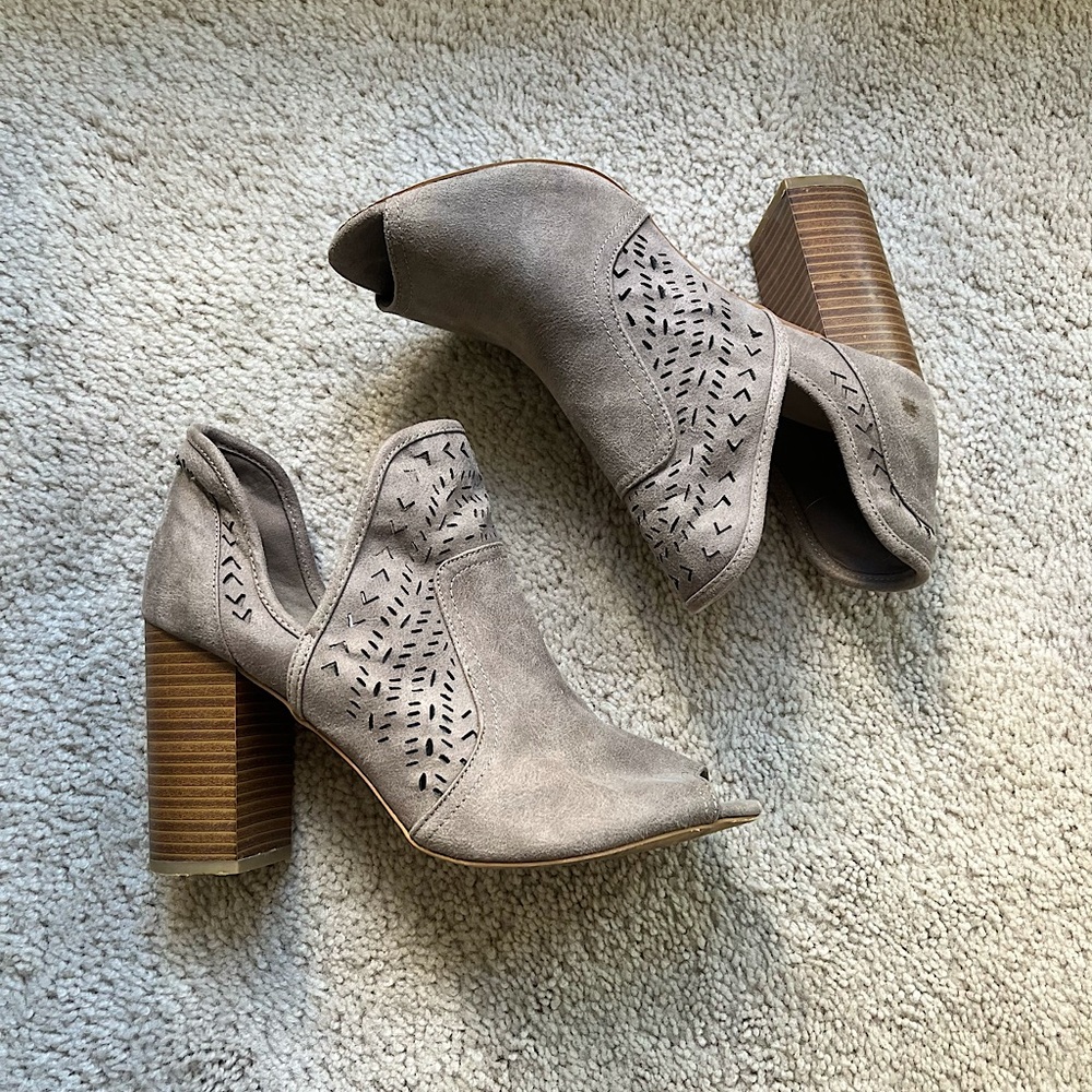 Opened toe boots in great condition. Fergalicious brand size 9 women’s